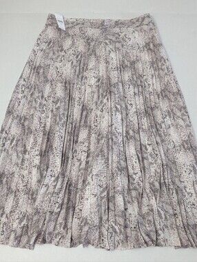 LOFT Snake Print A-Line Maxi Pleat Skirt Lite Pink Women’s Size 10 NWT